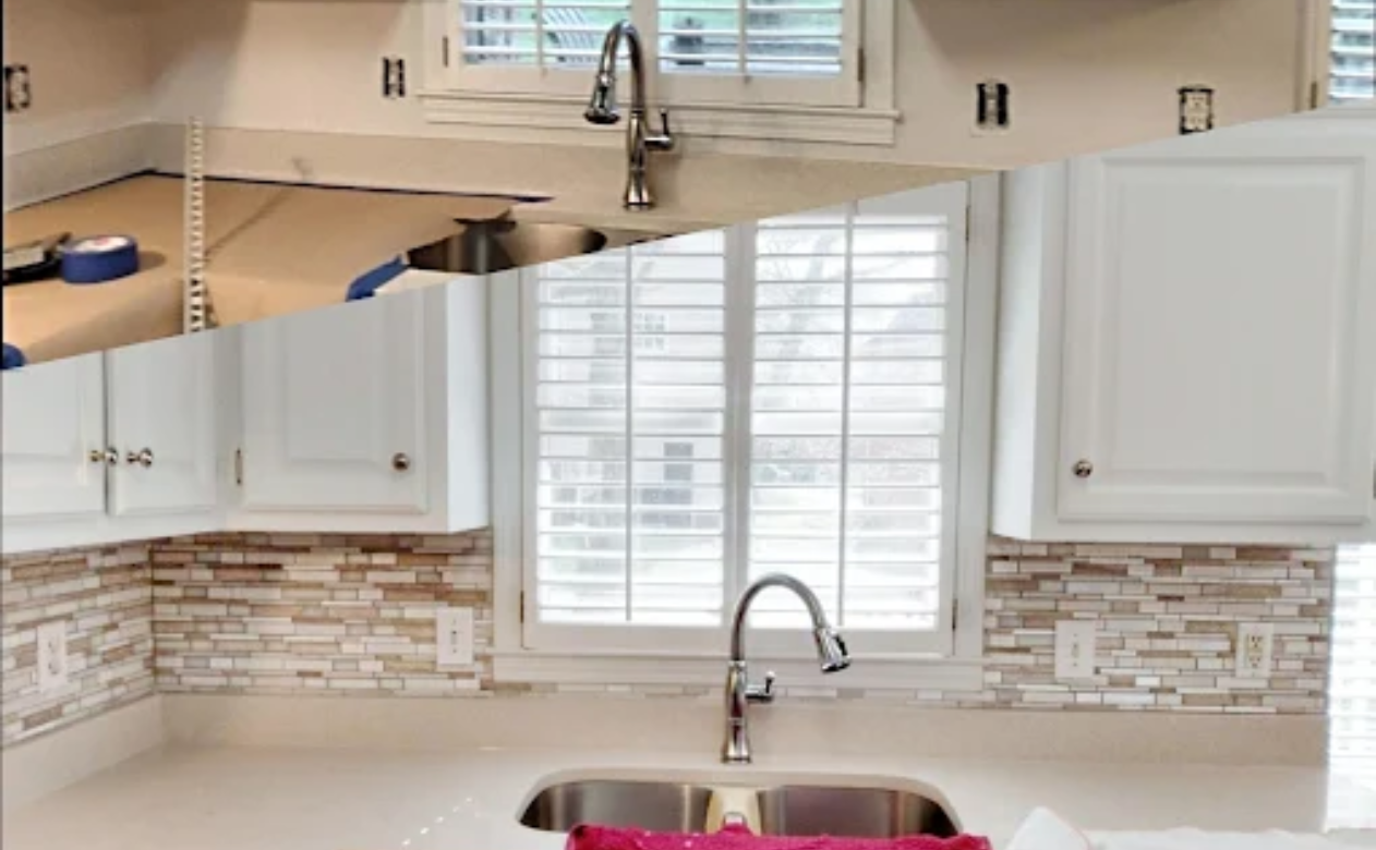 kitchen remodel with tile backsplash before and after in Nashville, TN