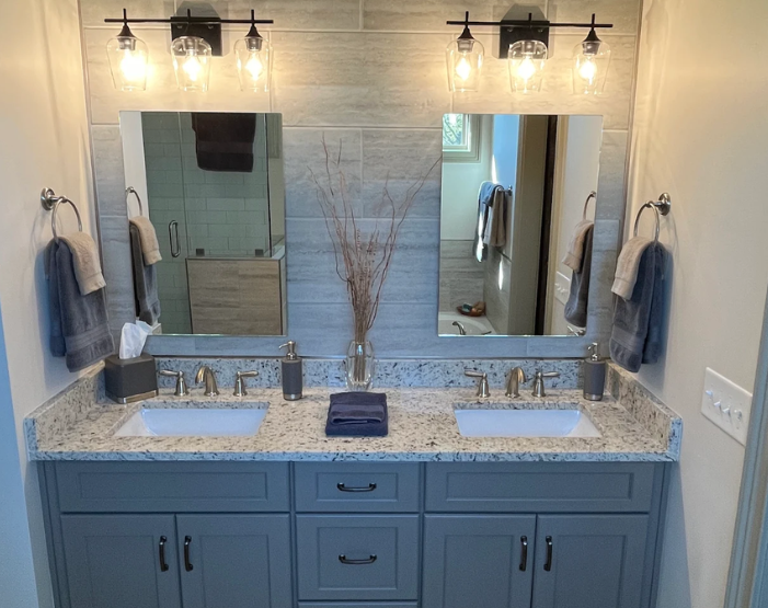 Gray wall tile in a bathroom remodel in Nashville, TN
