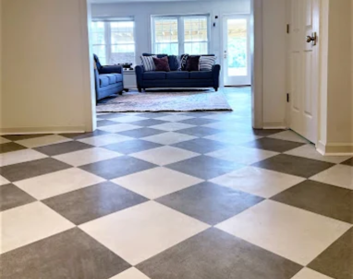 Checkerboard brown and white tile flooring installed in Nashville