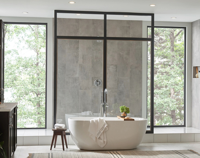 Wall tile on a shower wall and bathtub surround